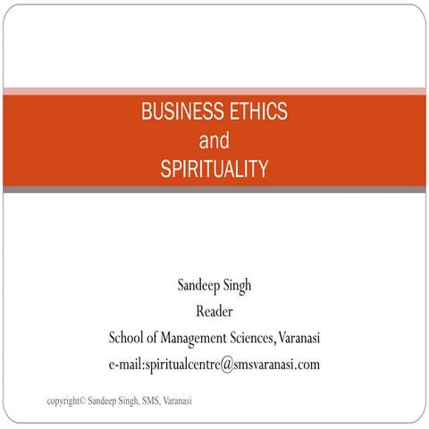 Business ethics and spirituality