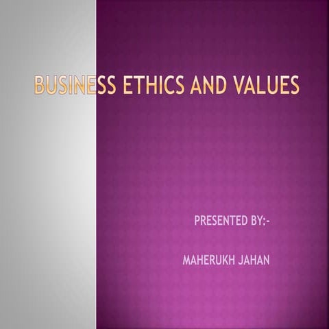 Business ethics and values