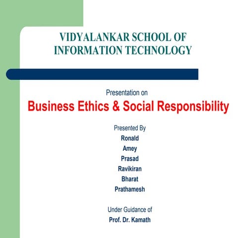 Business ethics & social resposibility