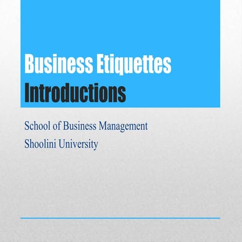Business Etiquettes Introduction