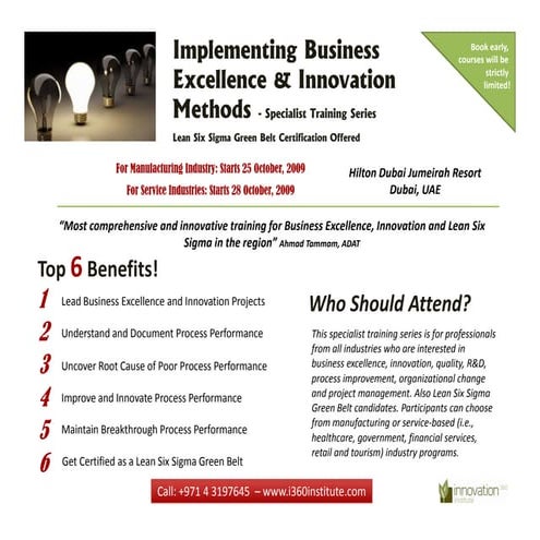 Business Excellence And Innovation Methods Training Program