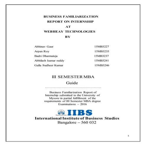 Business familiarization