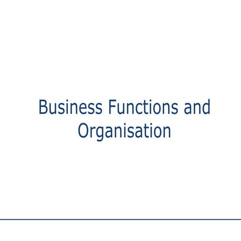 Business Functions And Organisation