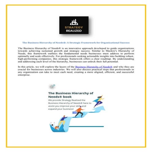 The Business Hierarchy of Needs®: A Strategic Framework for Organizational Su...
