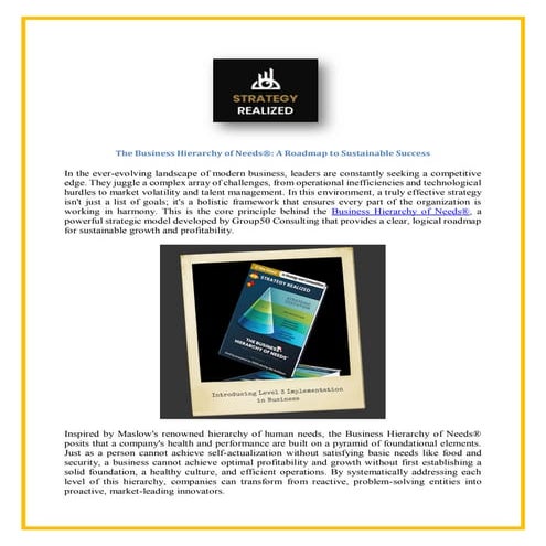 Business Hierarchy of Needs®- Strategy Realized