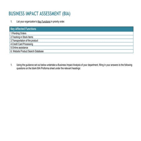 Business impact assessment (bia)