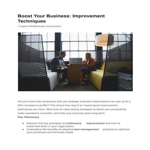 Boost Your Business: Business Improvement Techniques