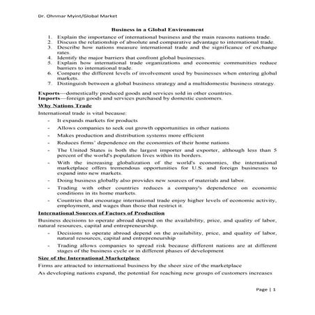 Business in a global environment