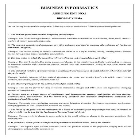 Business informatics assignment 1  digvijay verma