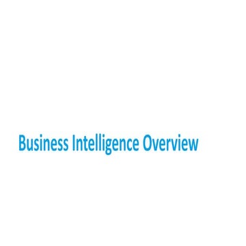Business Intelligence Overview 