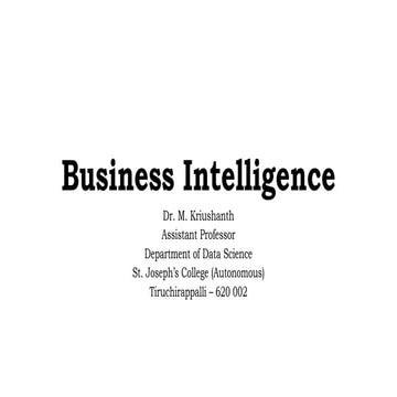 Business Intelligence for Data SCience Students