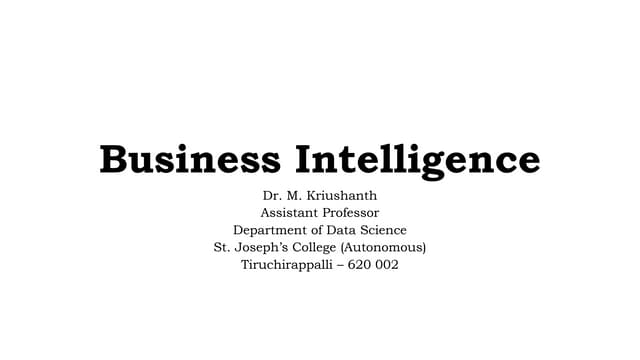 Business Intelligence for Data SCience Students