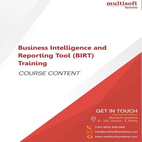Business Intelligence and Reporting Tool (BIRT) Training