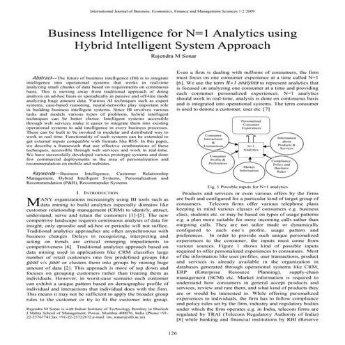 Business intelligence for n=1 analytics using hybrid intelligent system approach