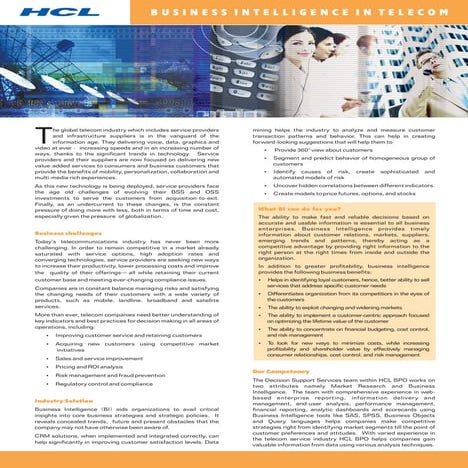 HCLT Brochure: Business Intelligence in Telecom