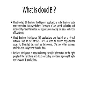 Business intelligence on cloud computing