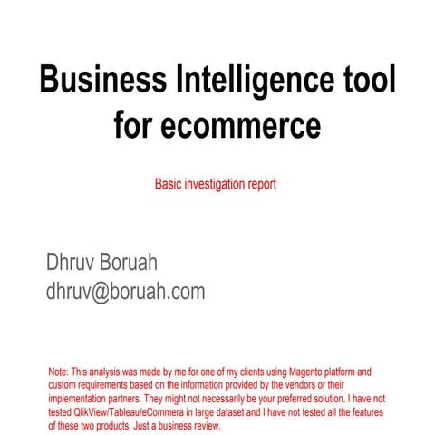 Business Intelligence tool recommendation for ecommerce