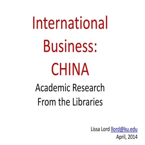 International Business: China 