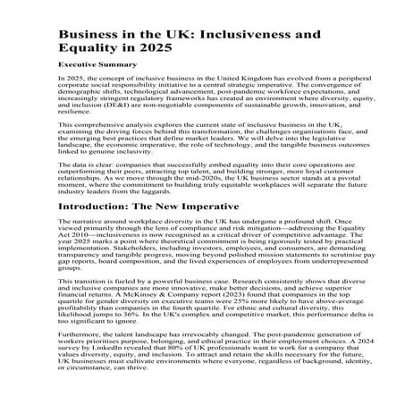 Business in the UK: Inclusiveness and Equality in 2025