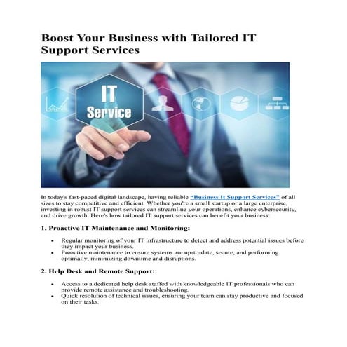 Boost Your Business with Tailored IT Support Services