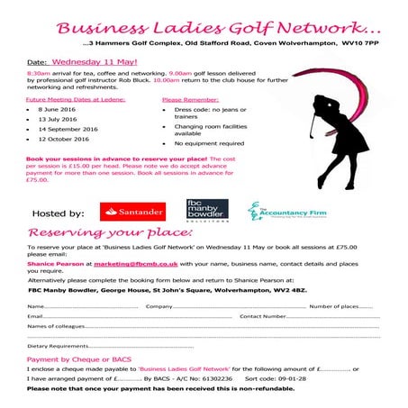 Business Ladies Golf Network May 2016