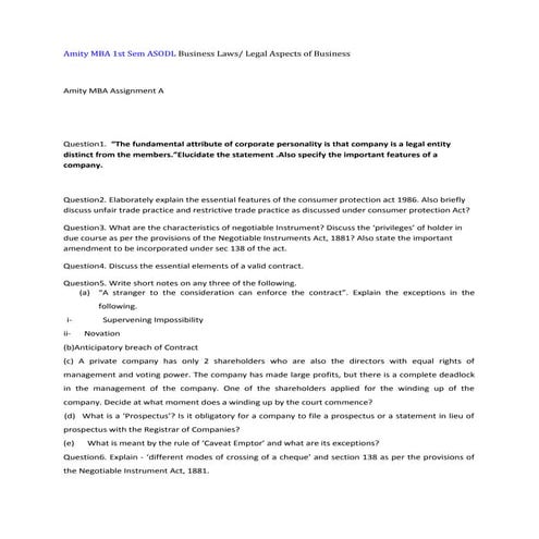 Law Questions and Answers - SLIM | DOC