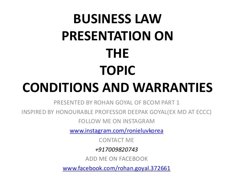CONDITIONS AND WARRANTIES BUSINESS LAW