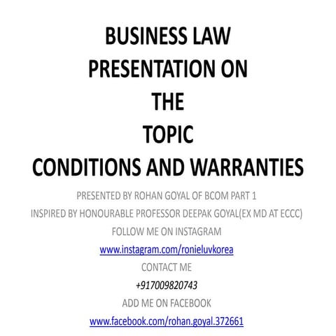 CONDITIONS AND WARRANTIES BUSINESS LAW