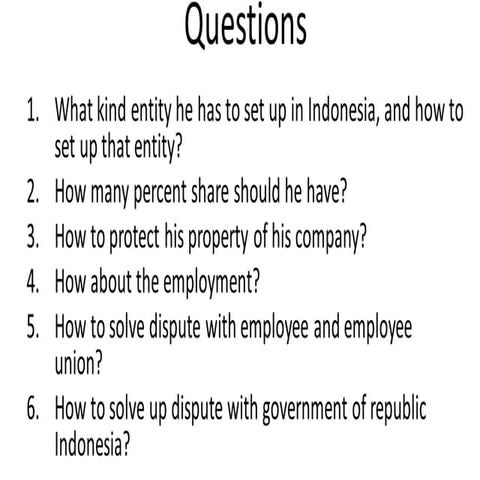 Business Law Final Presentation - Foreign Investment in Indonesia