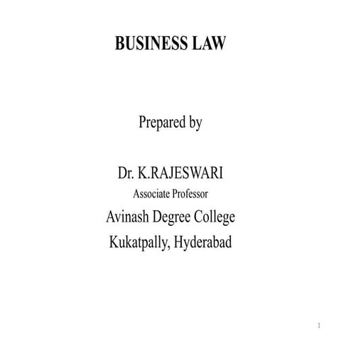 Business law  PPT Dr.k.Rajeswari