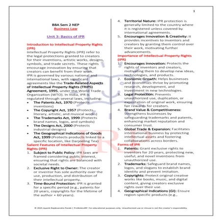 BBA Business Law Unit 3 Summary Notes.pdf