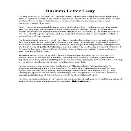 Business Letter Essay