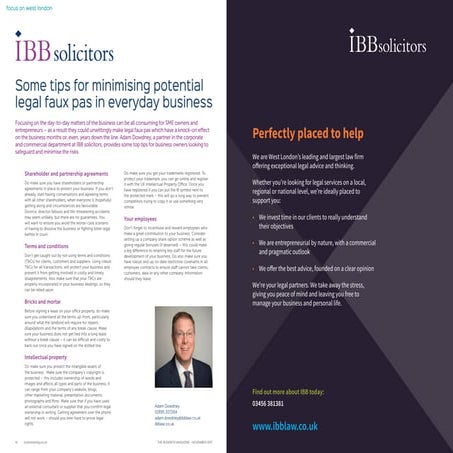 Tips For Minimising Potential Legal Faux Pas in Everyday Business : Adam Dowdney Writes in the Business Magazine