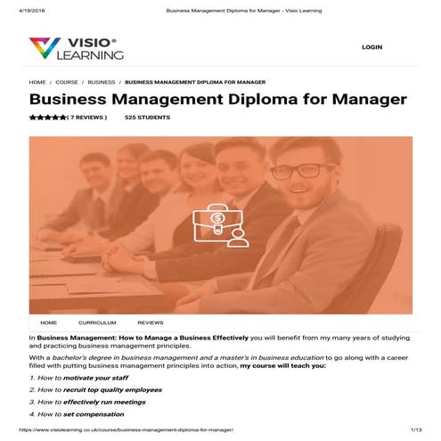 Business management diploma for manager I  visio learning