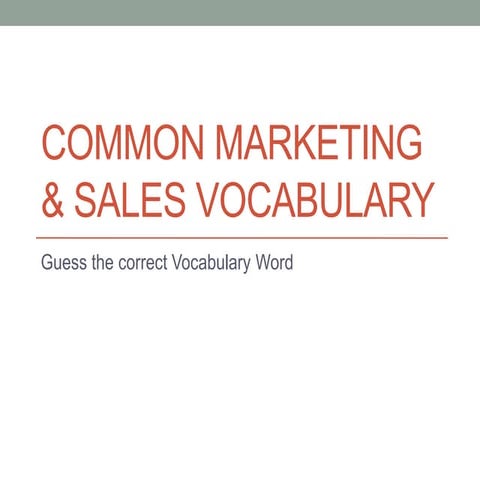 Sales & Marketing Vocab | PPTX