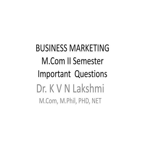 Business marketing M.COM 2nd semester bang lore university 