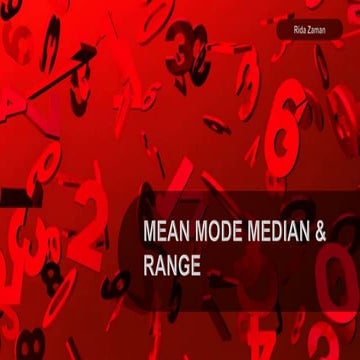 MEAN MODE MEDIAN AND RANGE | PPT