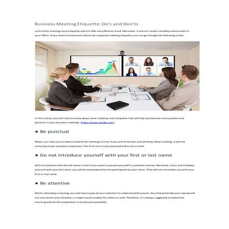 Business meeting etiquette dos and donts
