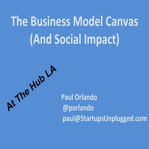 The Business Model Canvas and Social Impact