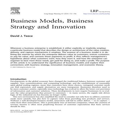 Business models, business strategy and innovation