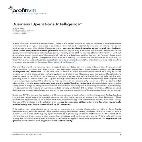 Profitiviti Business Operations Intelligence Article