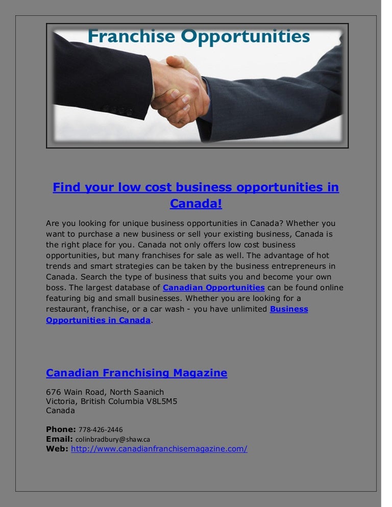 Business Opportunities In Canada