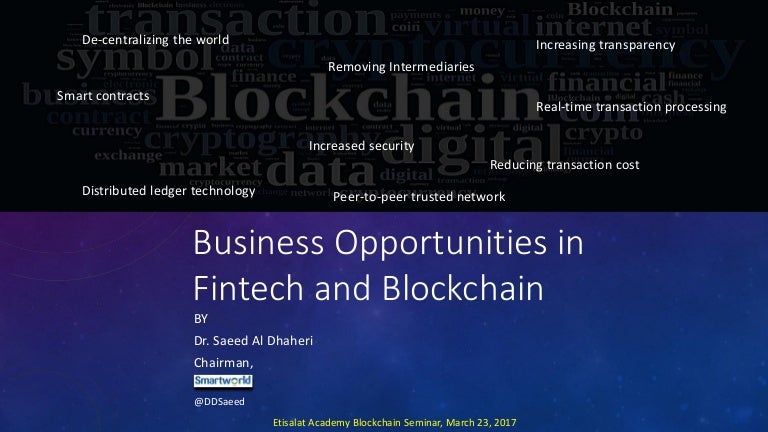 Business Opportunities in Fintech and Blockchain