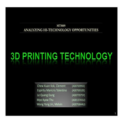 3D Printing: Its Economic and Technical Rational