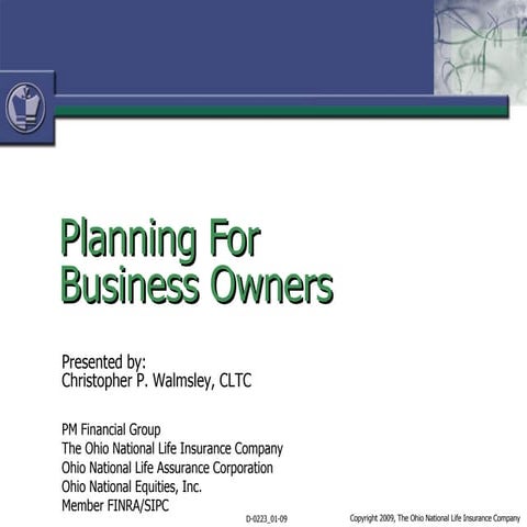 Business Owner Insurance Planning 2009