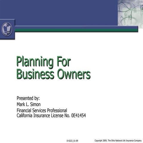 Business Owner Insurance Planning By Mark Simon