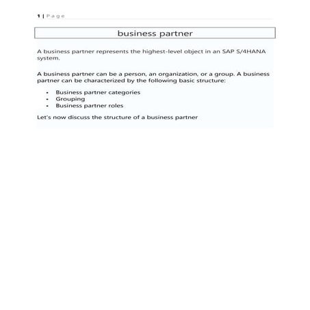 SAP S4HANA Business partner & Customer & vendor Integration | PDF
