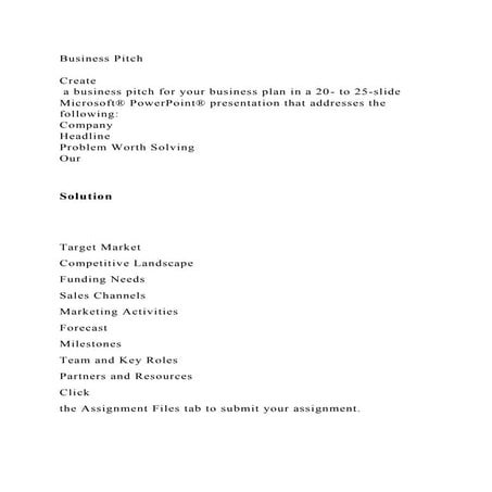 Business PitchCreate a business pitch for your business plan i.docx