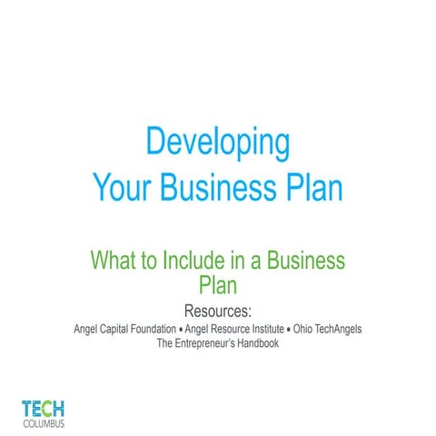 Developing Your Business Plan
