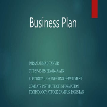 Business plan by Engr. Imran Tanvir